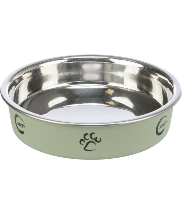 Trixie - Stainless Steel Bowl - for Short-Nosed Cats and Mini Dogs - With Anti-Slip Rubber - 0.25L