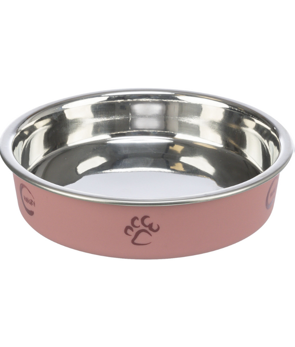 Trixie - Stainless Steel Bowl - for Short-Nosed Cats and Mini Dogs - With Anti-Slip Rubber - 0.25L