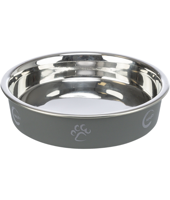 Trixie - Stainless Steel Bowl - for Short-Nosed Cats and Mini Dogs - With Anti-Slip Rubber - 0.25L