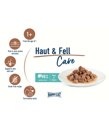 Happy Cat - Meat in Sauce - Care Skin & Coat 85g Cat Food