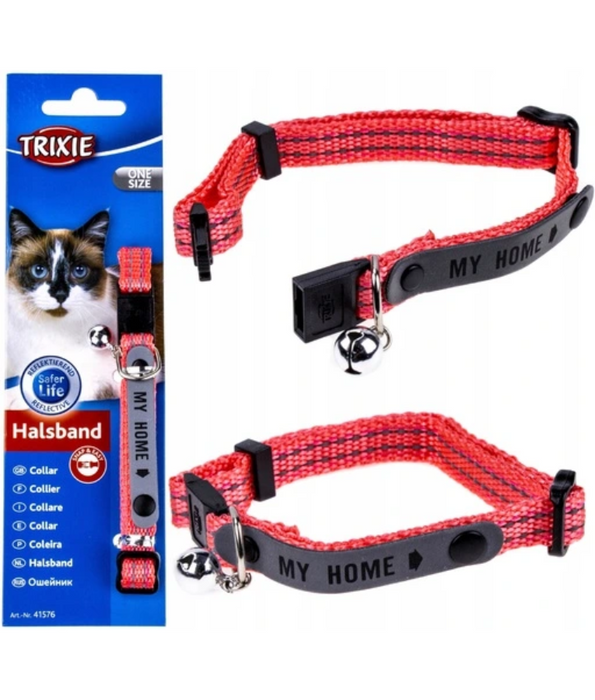 Trixie - Cat Collar My Home - Reflective Nylon Collar - Buckle Bell