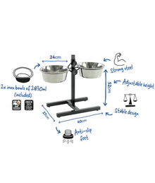 Duvo - Twin Feeder H-Stand + Bowls Bowls & Feeders