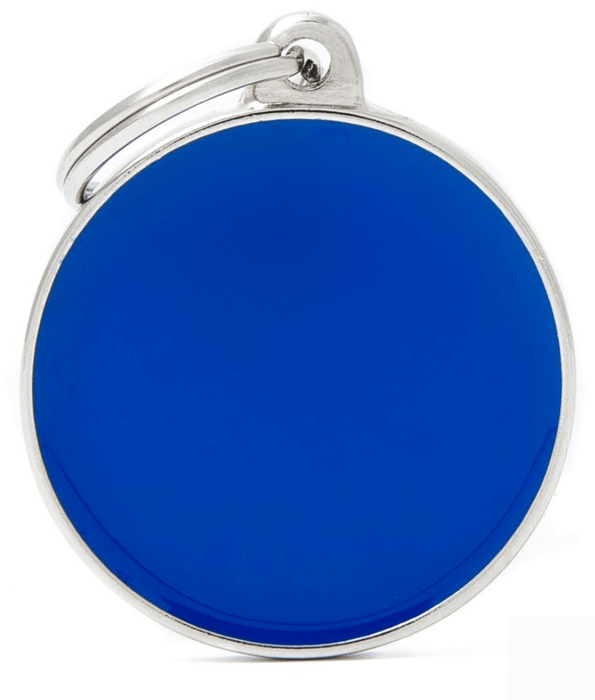 My Family ID Tag Basic Handmade Big Blue Circle Badge ID Tags