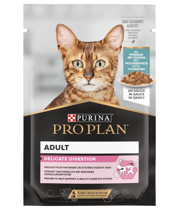 Purina Pro Plan Delicate Digestion Wet Cat Food, Oceanfish in Gravy, 85g Cat Food