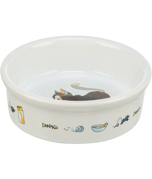 Trixie - Comic Cat With Mouse Ceramic Bowl For Cats 200ml