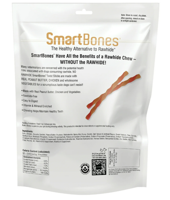 Smartbones - Peanut Butter Smart Twist Sticks 50 sticks