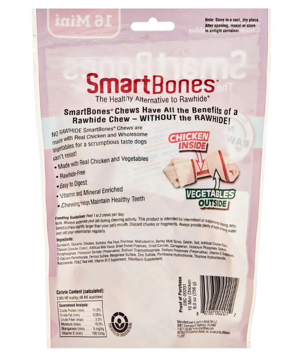 SmartBones Chicken Mini Bones for Dogs 16 Pieces Small