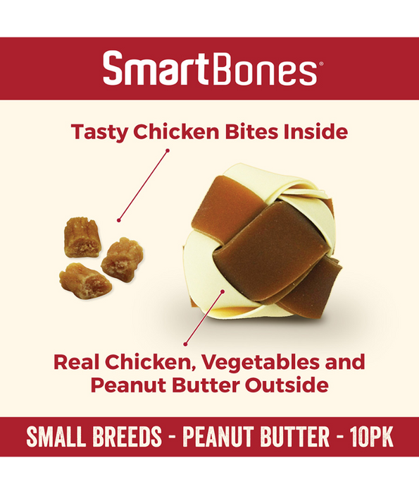 SmartBones PlayTime Chews Small Peanut Butter Dog Treats, 10 Pieces