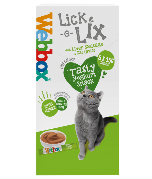 Webbox - Lick-e-Lix Liver Creamy Sausage & Cat Grass Cat Treats 5 Sachets