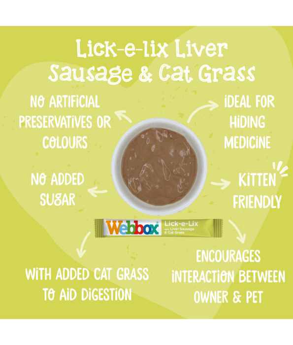 Webbox - Lick-e-Lix Liver Creamy Sausage & Cat Grass Cat Treats 5 Sachets