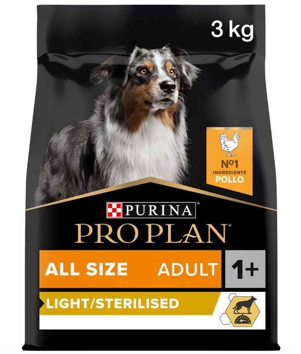 Purina Pro Plan Light Sterilized All Sizes Adult, Dry Dog food with Chicken 3kg 14kg