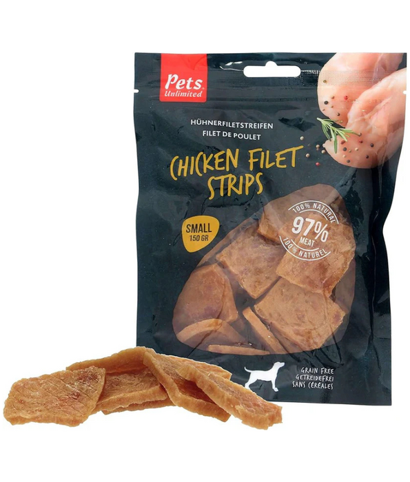 Pets Unlimited - Rosewood Snack Strips Chicken Fillets for adult dogs - Grain Free 150 g