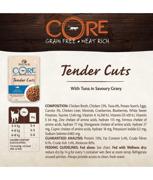 Wellness CORE Tender Cuts Tuna in Savory Gravy 85g