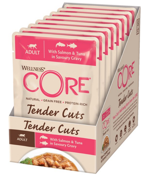 Wellness CORE Tender Cuts Salmon & Tuna in Savory Gravy 85g