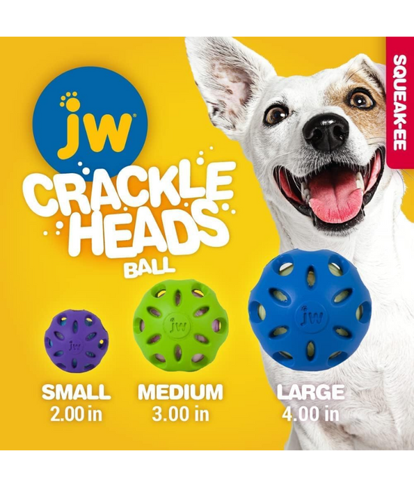 JW® Crackle Heads® Crackle Ball – Crunchy & Durable Fetch Toy - Large