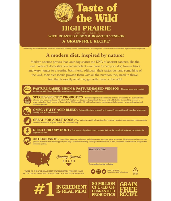 Taste of The Wild Taste of the Wild - High Prairie Grain-Free Roasted Bison & Venison Dry Dog Food 2kg-12kg