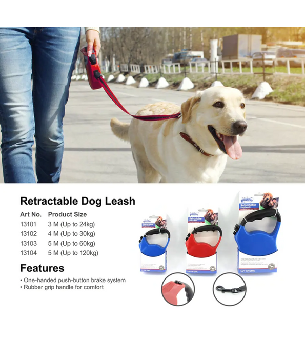 Pawise Retractable Dog Lead Blue