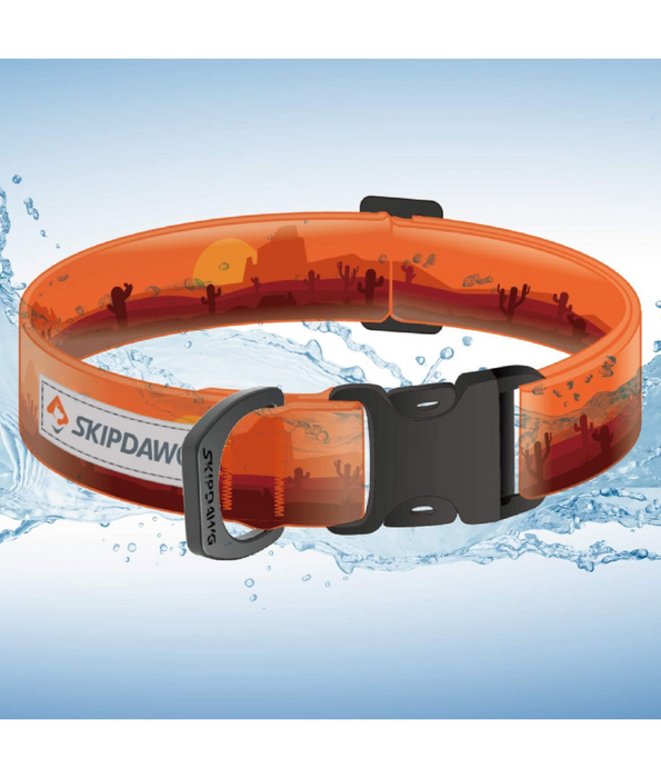 SKIPDAWG Waterproof Heavy Duty Dog Collar with Buckle, D-Ring Support Orange 36cm  - 51 cm