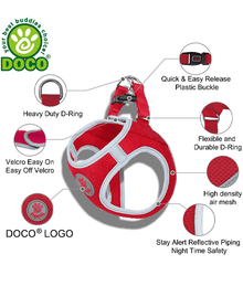 Doco Athletica Quick V Mesh Reflective Harness Pink Leashes & Collars