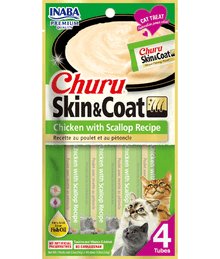 Inaba - Churu Chicken With Scallop Recipe Skin & Coat 4 Tubes 56g Cat Treats