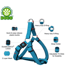 Doco Puffy Mesh Step-In Dog Harness Lime Leashes & Collars