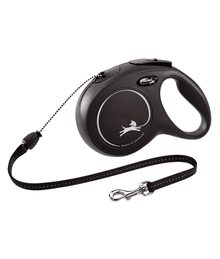 Flexi Classic Cord Dog Lead Retractable Leash 5m Black Leashes & Collars