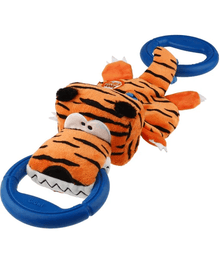 GiGwi Iron Grip Tiger Plush Tug Toy with TPR Handle Dog Toys